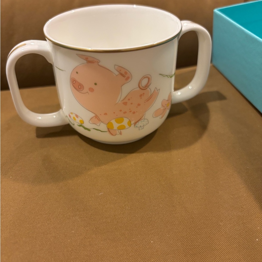 Cute Piglet Ceramic Mug with Dual Handles